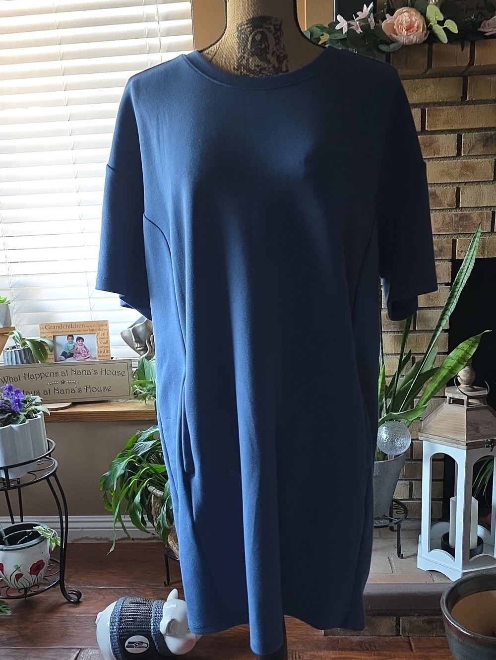 STYLUS Blue Simple Dress With Pockets